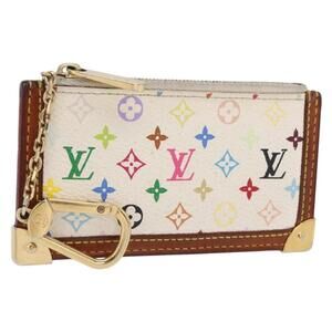 LOUIS VUITTON Multicolor Pochette Cles Coin Purse White M92655 LV Auth 156109
